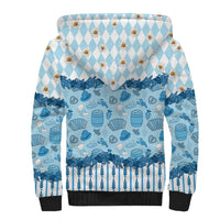 Oktoberfest Bavarian Heritage Sherpa Hoodie Edelweiss Beer Festival Blue Pattern