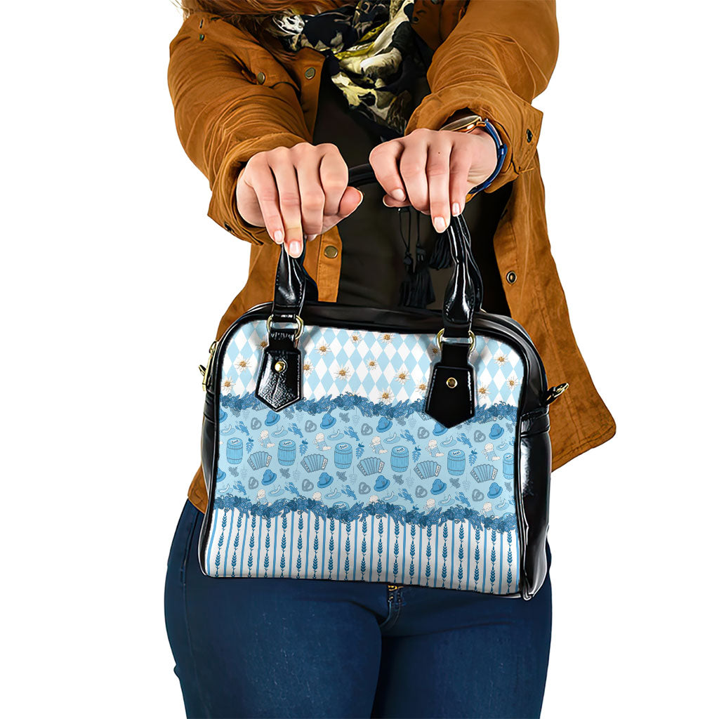 Oktoberfest Bavarian Heritage Shoulder Handbag Edelweiss Beer Festival Blue Pattern