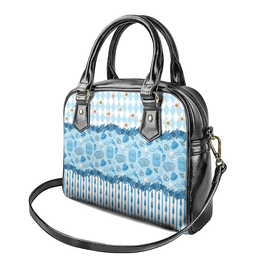 Oktoberfest Bavarian Heritage Shoulder Handbag Edelweiss Beer Festival Blue Pattern