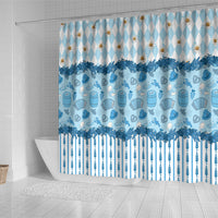 Oktoberfest Bavarian Heritage Shower Curtain Edelweiss Beer Festival Blue Pattern