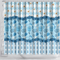 Oktoberfest Bavarian Heritage Shower Curtain Edelweiss Beer Festival Blue Pattern