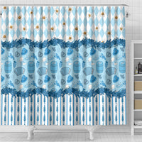 Oktoberfest Bavarian Heritage Shower Curtain Edelweiss Beer Festival Blue Pattern