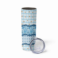 Oktoberfest Bavarian Heritage Skinny Tumbler Edelweiss Beer Festival Blue Pattern