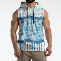 Oktoberfest Bavarian Heritage Sleeveless Hoodie Edelweiss Beer Festival Blue Pattern