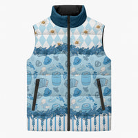 Oktoberfest Bavarian Heritage Sleeveless Puffer Jacket Edelweiss Beer Festival Blue Pattern
