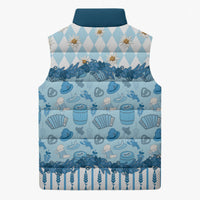 Oktoberfest Bavarian Heritage Sleeveless Puffer Jacket Edelweiss Beer Festival Blue Pattern