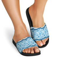 Oktoberfest Bavarian Heritage Slide Sandals Edelweiss Beer Festival Blue Pattern