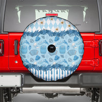 Oktoberfest Bavarian Heritage Spare Tire Cover Edelweiss Beer Festival Blue Pattern