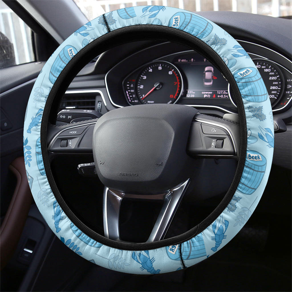 Oktoberfest Bavarian Heritage Steering Wheel Cover Edelweiss Beer Festival Blue Pattern