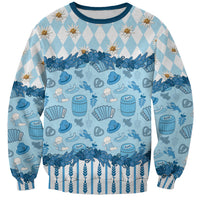 Oktoberfest Bavarian Heritage Sweatshirt Edelweiss Beer Festival Blue Pattern