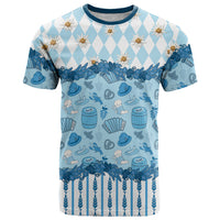 Oktoberfest Bavarian Heritage T Shirt Edelweiss Beer Festival Blue Pattern