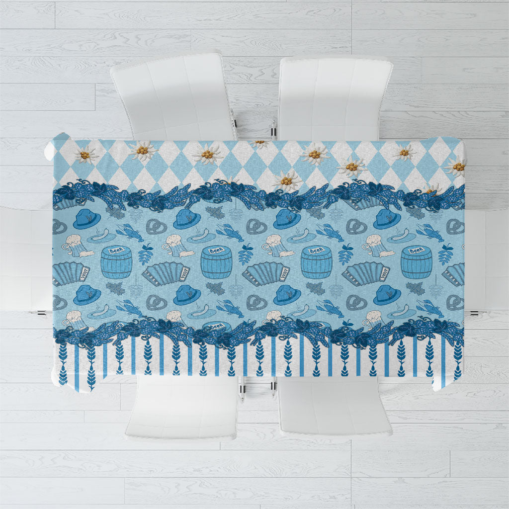 Oktoberfest Bavarian Heritage Tablecloth Edelweiss Beer Festival Blue Pattern