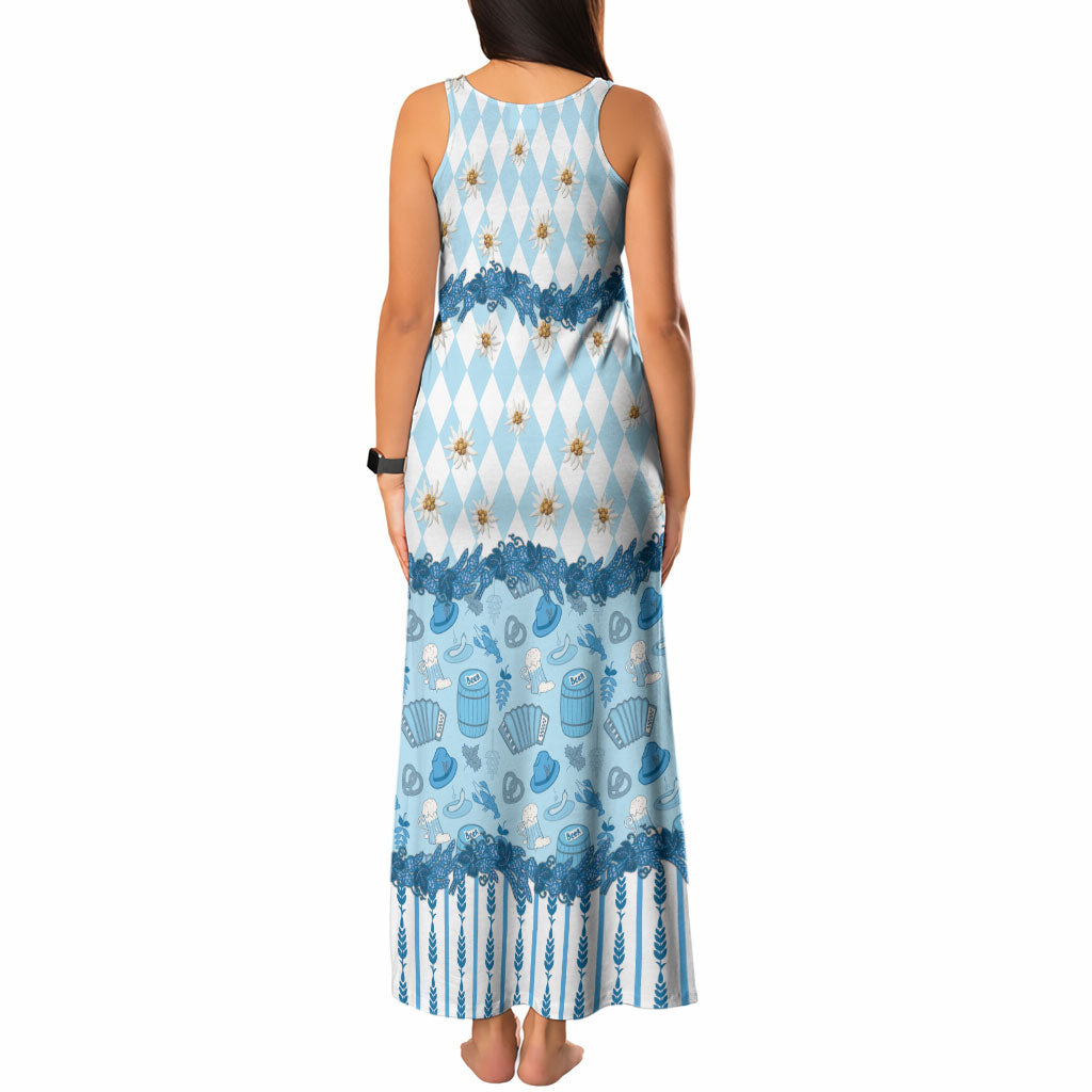 Oktoberfest Bavarian Heritage Tank Maxi Dress Edelweiss Beer Festival Blue Pattern