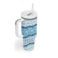 Oktoberfest Bavarian Heritage Tumbler With Handle Edelweiss Beer Festival Blue Pattern