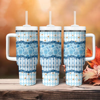 Oktoberfest Bavarian Heritage Tumbler With Handle Edelweiss Beer Festival Blue Pattern