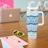 Oktoberfest Bavarian Heritage Tumbler With Handle Edelweiss Beer Festival Blue Pattern