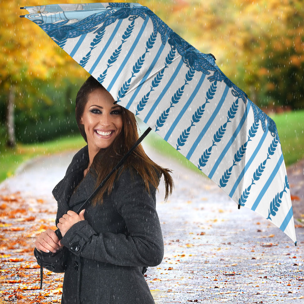 Oktoberfest Bavarian Heritage Umbrella Edelweiss Beer Festival Blue Pattern