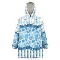 Oktoberfest Bavarian Heritage Wearable Blanket Hoodie Edelweiss Beer Festival Blue Pattern