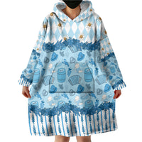 Oktoberfest Bavarian Heritage Wearable Blanket Hoodie Edelweiss Beer Festival Blue Pattern