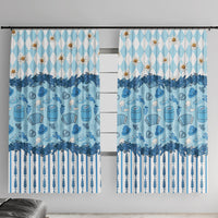 Oktoberfest Bavarian Heritage Window Curtain Edelweiss Beer Festival Blue Pattern