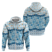 Oktoberfest Bavarian Heritage Zip Hoodie Edelweiss Beer Festival Blue Pattern