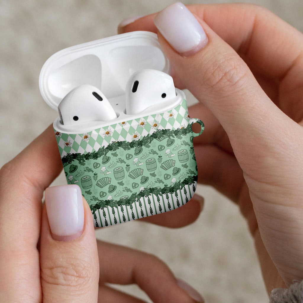 Oktoberfest Bavarian Heritage AirPods Case Edelweiss Beer Festival Green Pattern