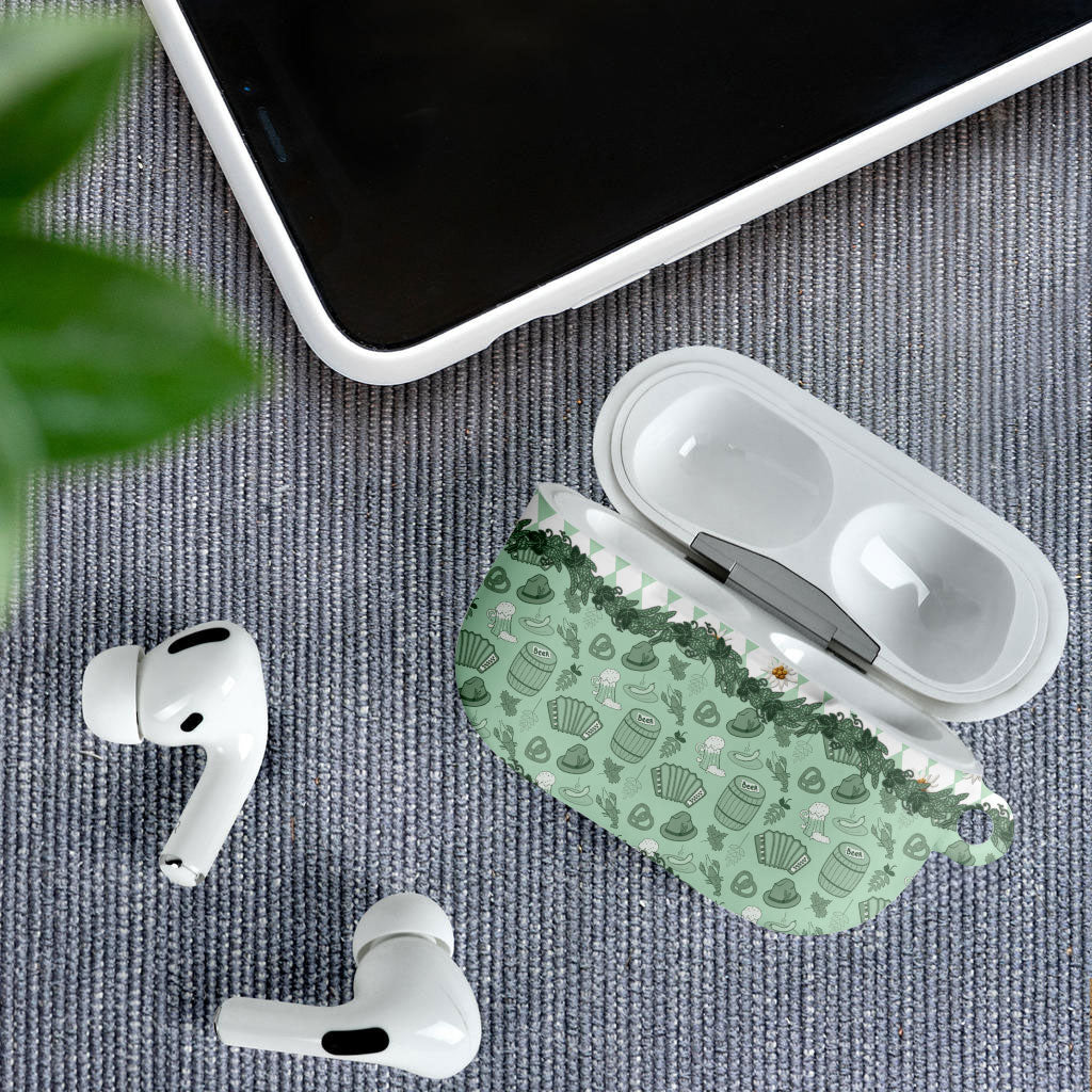 Oktoberfest Bavarian Heritage AirPods Case Edelweiss Beer Festival Green Pattern