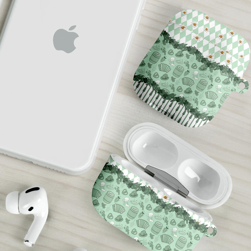 Oktoberfest Bavarian Heritage AirPods Case Edelweiss Beer Festival Green Pattern
