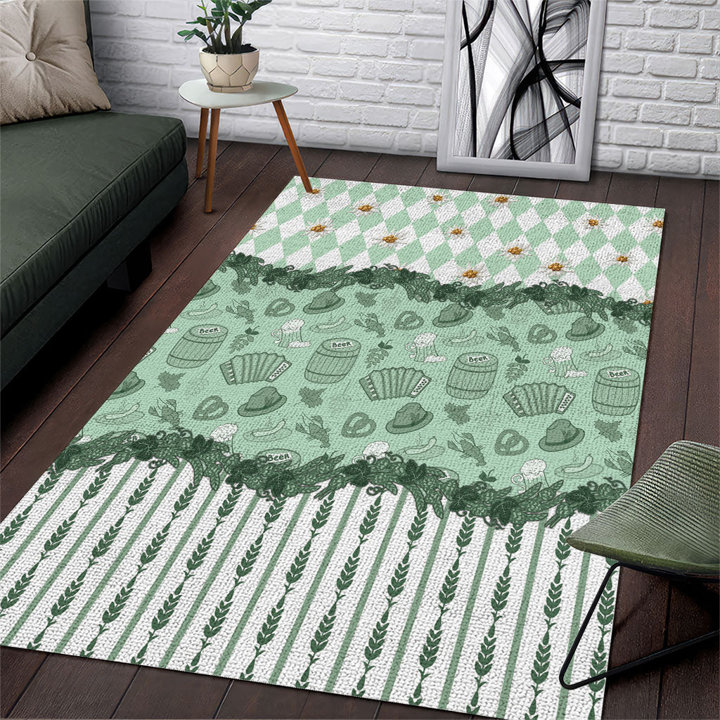 Oktoberfest Bavarian Heritage Area Rug Edelweiss Beer Festival Green Pattern