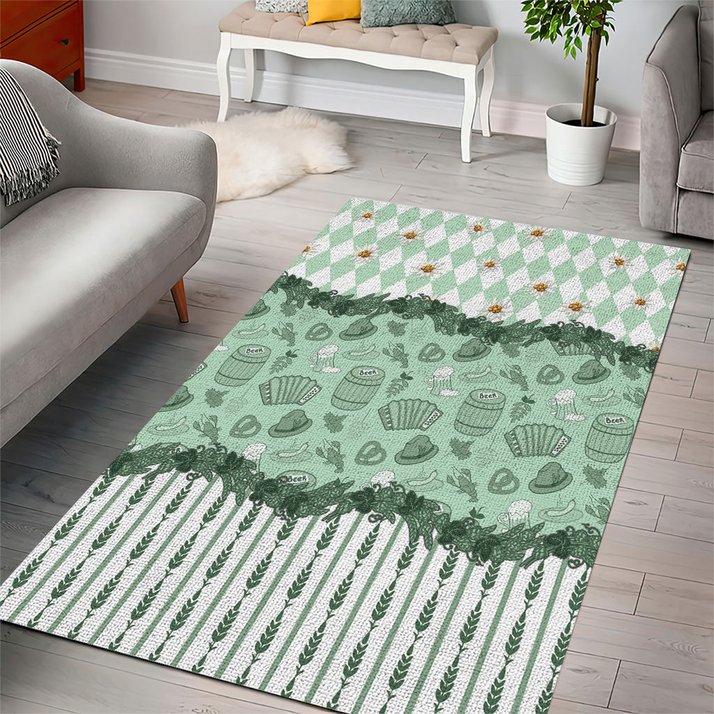 Oktoberfest Bavarian Heritage Area Rug Edelweiss Beer Festival Green Pattern