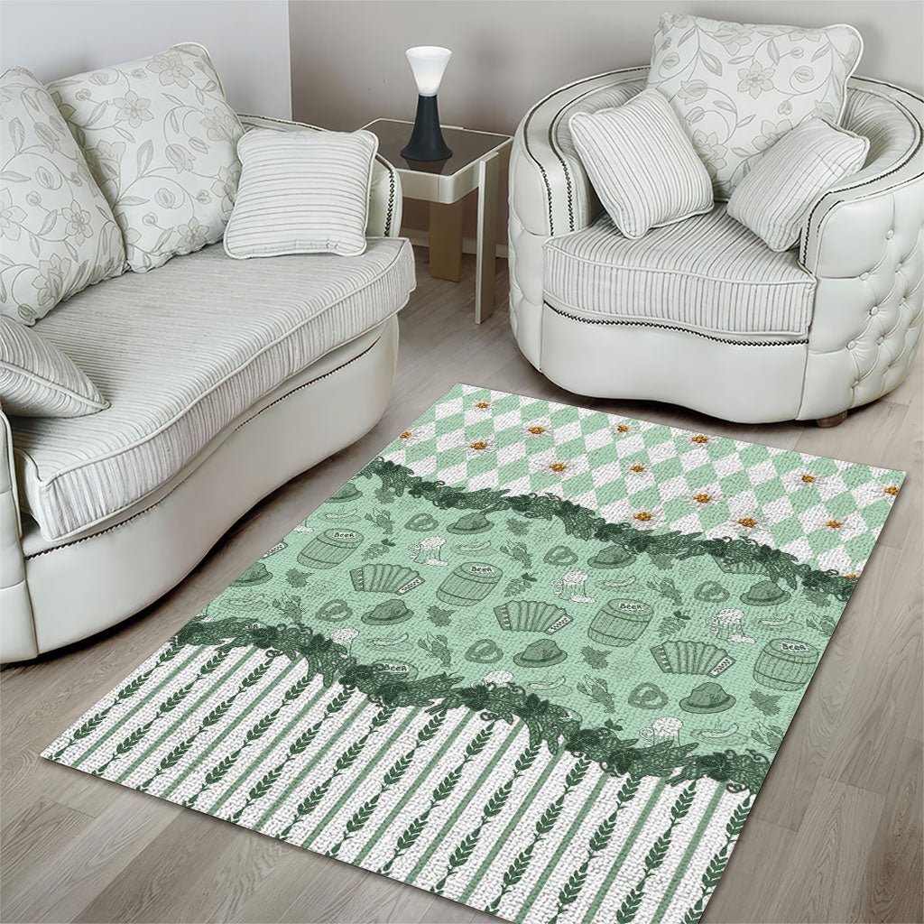 Oktoberfest Bavarian Heritage Area Rug Edelweiss Beer Festival Green Pattern