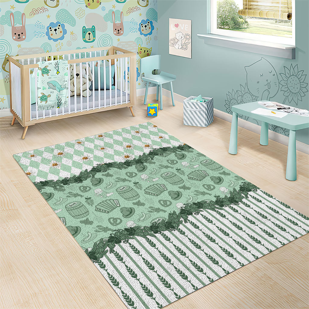 Oktoberfest Bavarian Heritage Area Rug Edelweiss Beer Festival Green Pattern