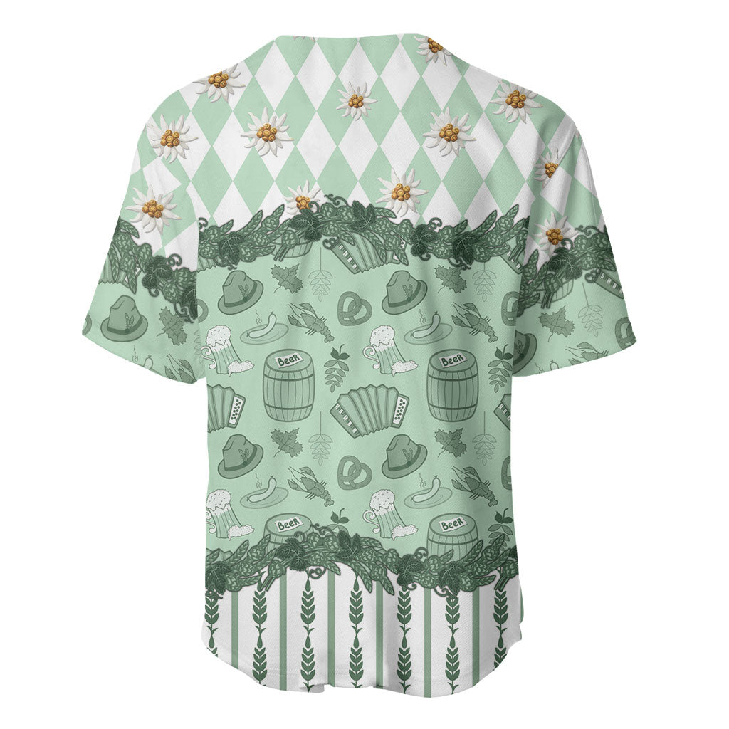 Oktoberfest Bavarian Heritage Baseball Jersey Edelweiss Beer Festival Green Pattern