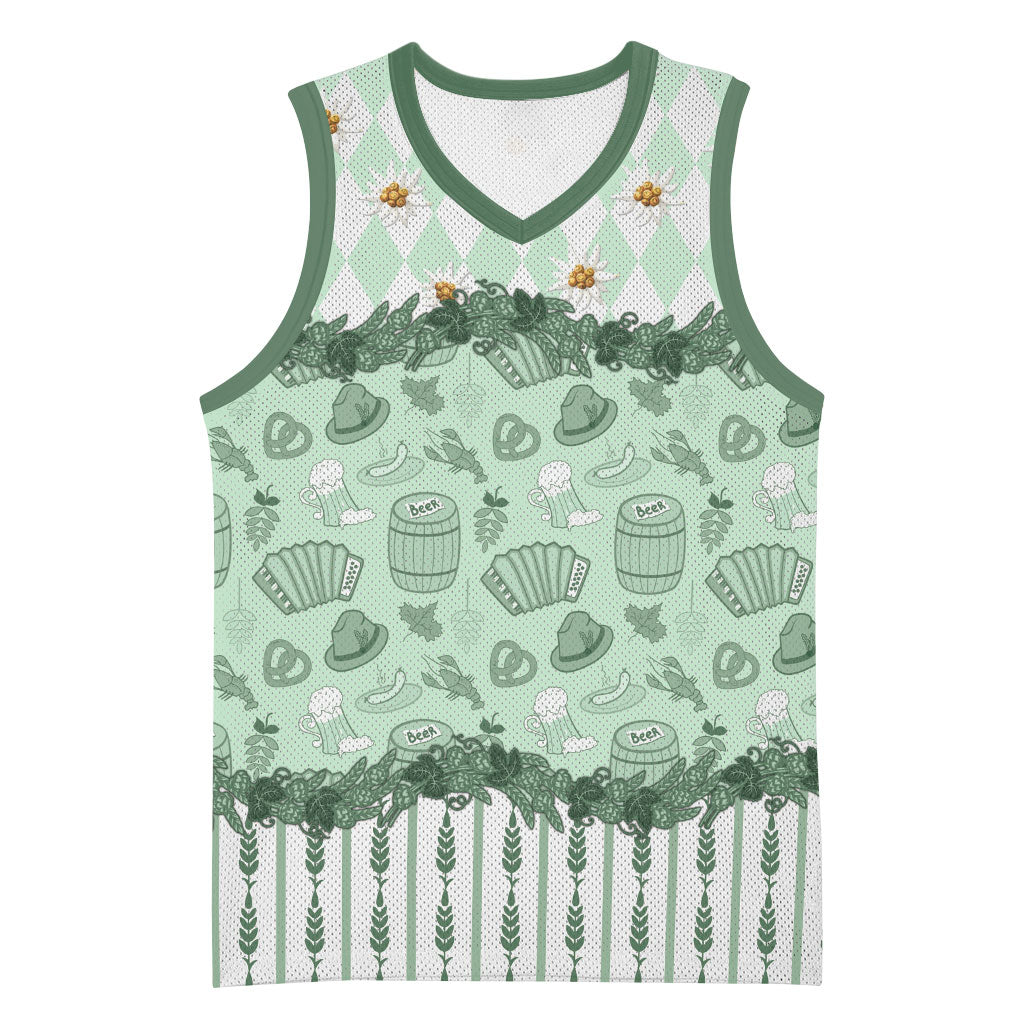 Oktoberfest Bavarian Heritage Basketball Jersey Edelweiss Beer Festival Green Pattern