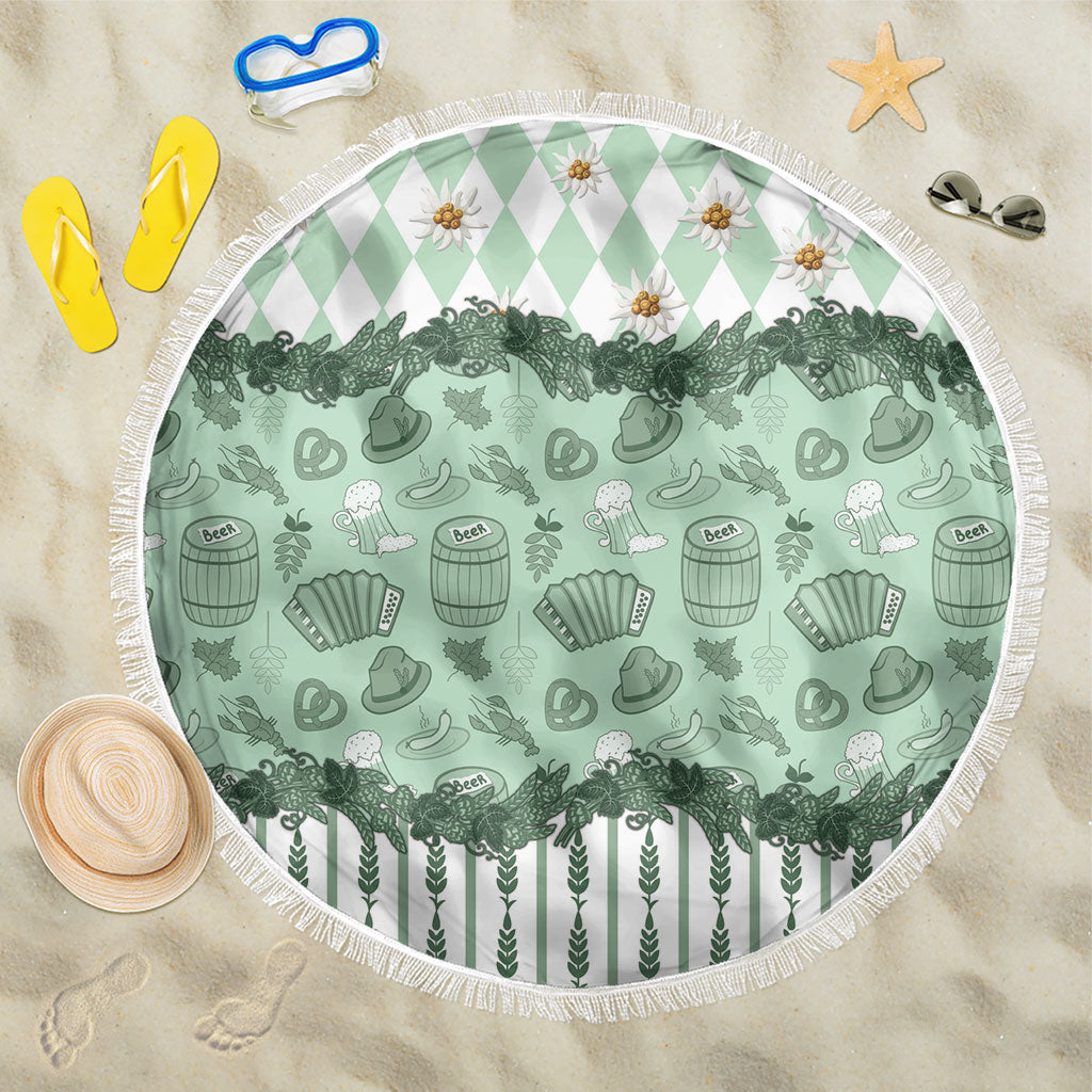 Oktoberfest Bavarian Heritage Beach Blanket Edelweiss Beer Festival Green Pattern