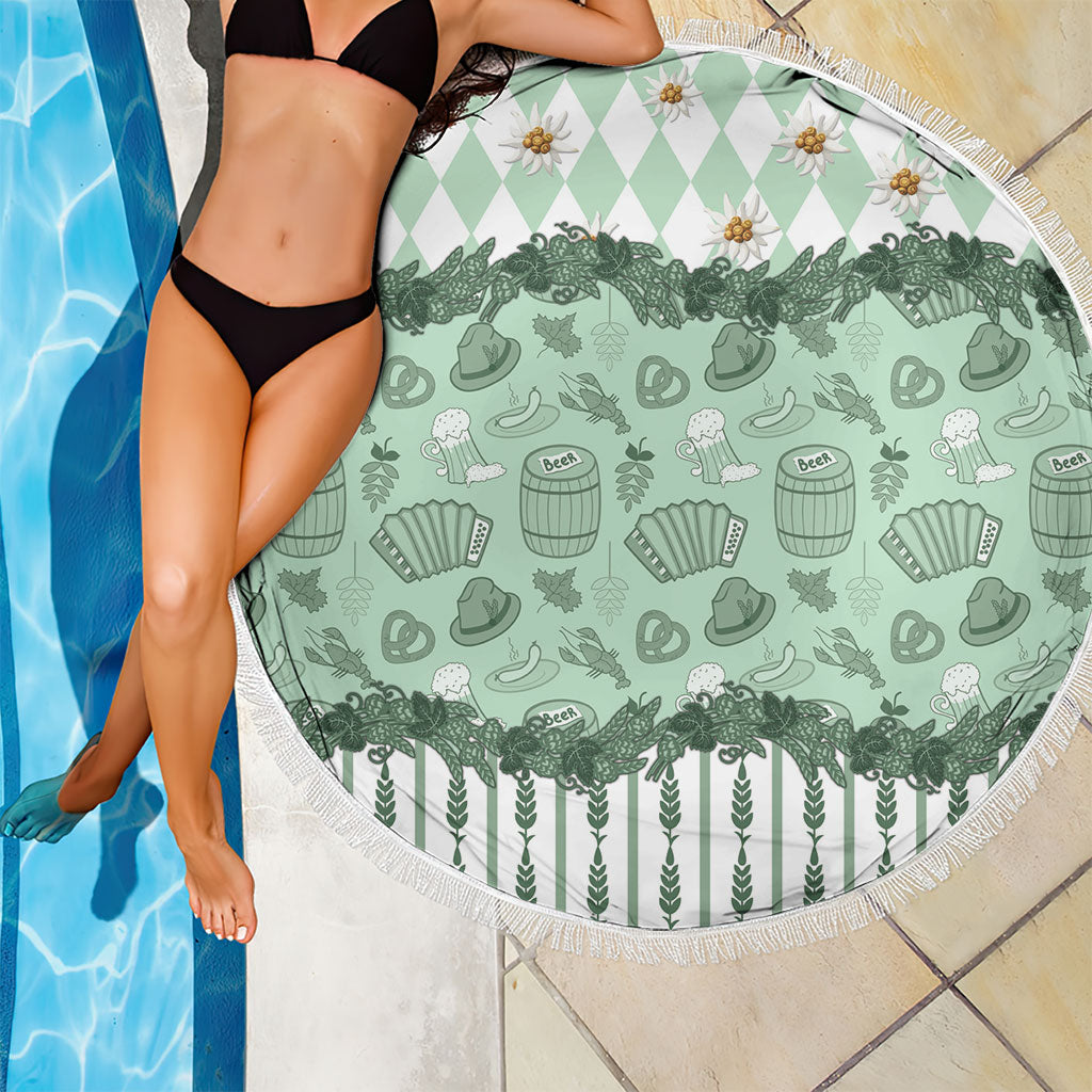 Oktoberfest Bavarian Heritage Beach Blanket Edelweiss Beer Festival Green Pattern