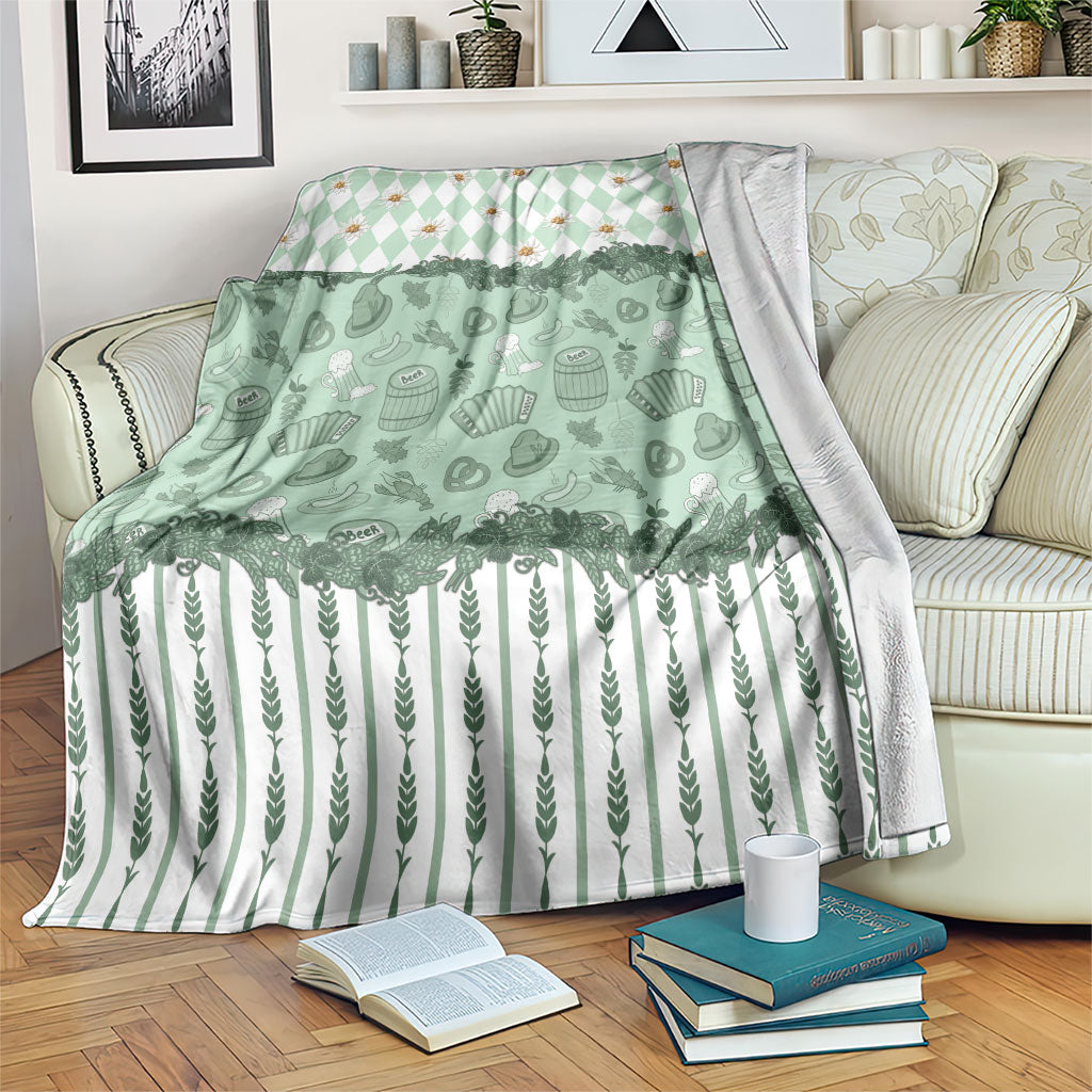 Oktoberfest Bavarian Heritage Blanket Edelweiss Beer Festival Green Pattern