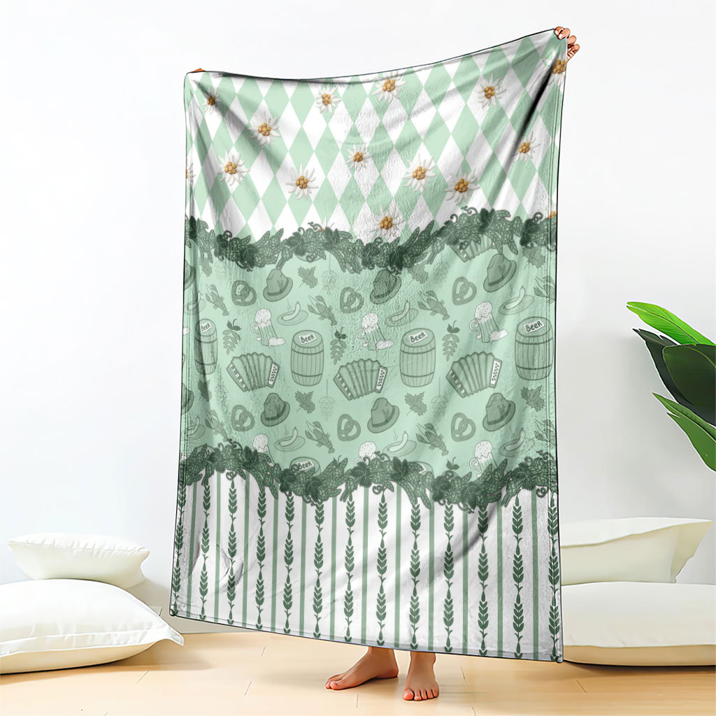 Oktoberfest Bavarian Heritage Blanket Edelweiss Beer Festival Green Pattern
