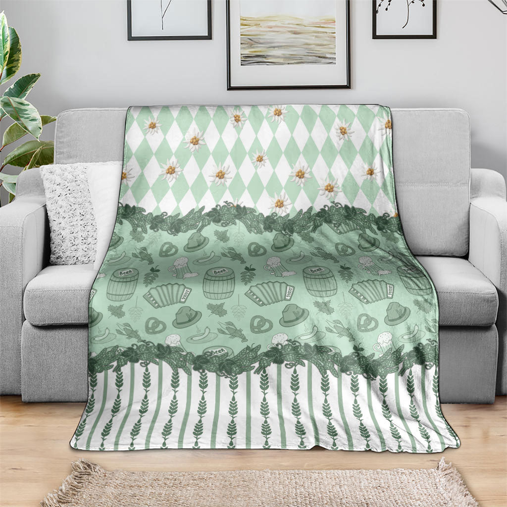 Oktoberfest Bavarian Heritage Blanket Edelweiss Beer Festival Green Pattern