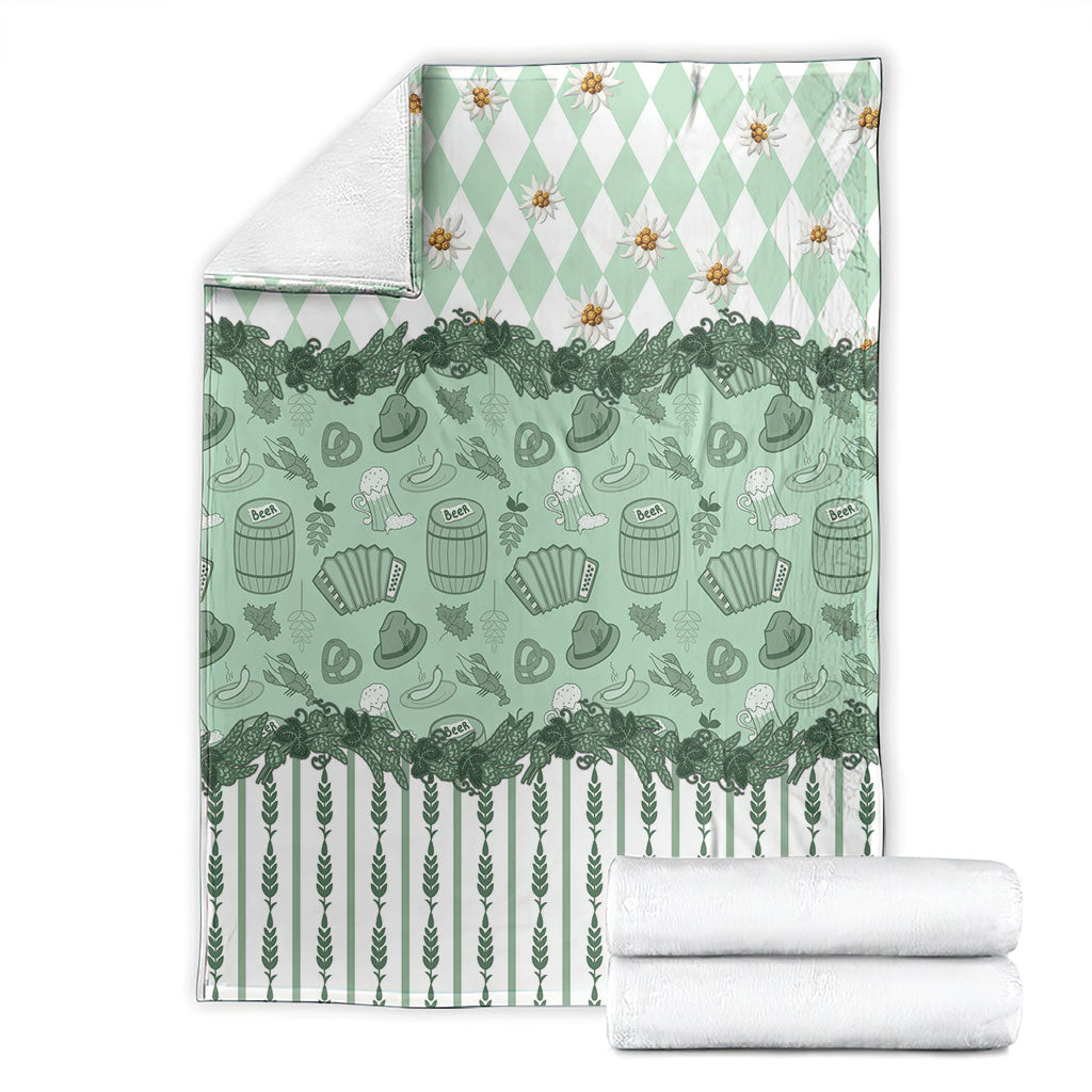 Oktoberfest Bavarian Heritage Blanket Edelweiss Beer Festival Green Pattern