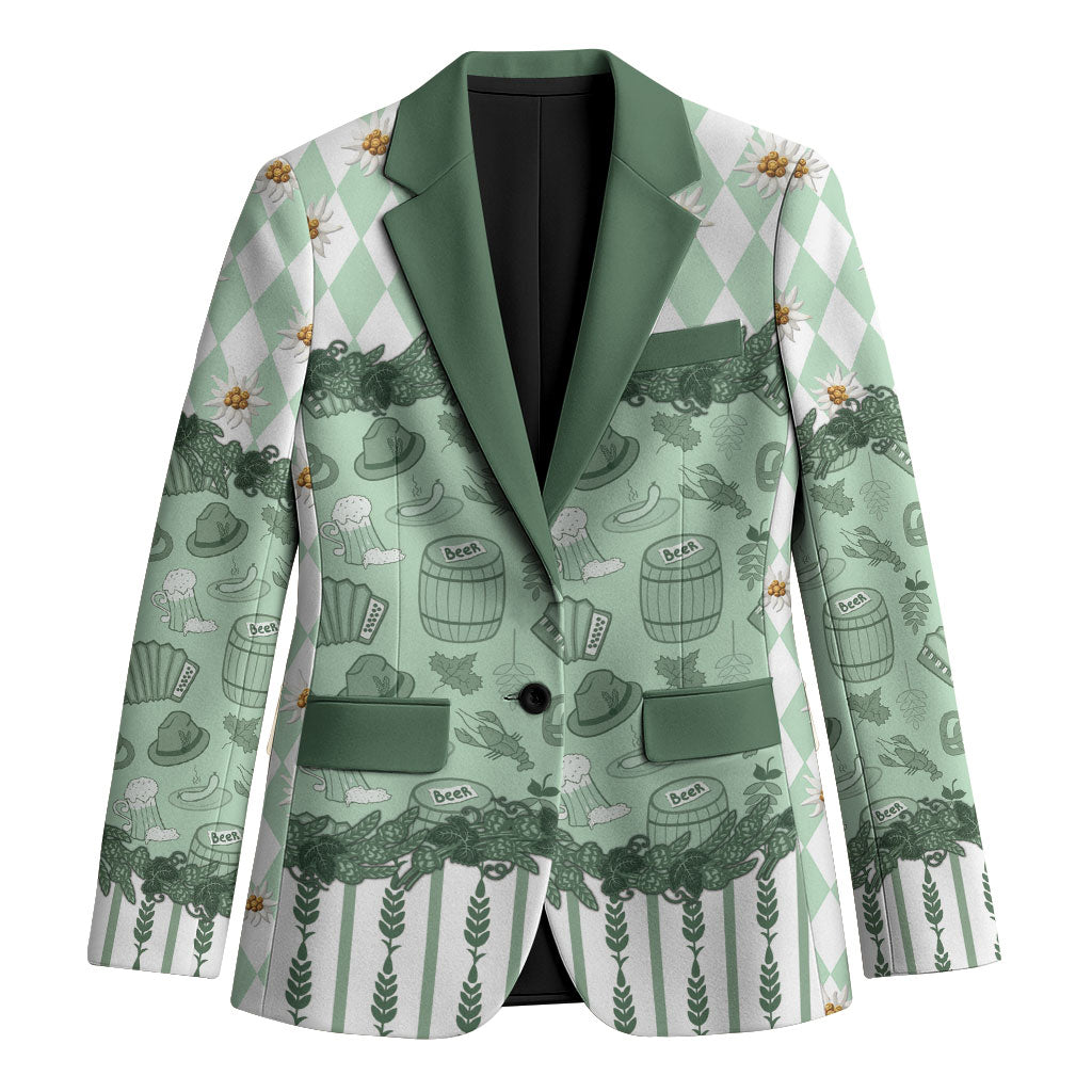 Oktoberfest Bavarian Heritage Blazer Edelweiss Beer Festival Green Pattern