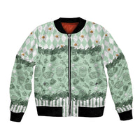 Oktoberfest Bavarian Heritage Bomber Jacket Edelweiss Beer Festival Green Pattern