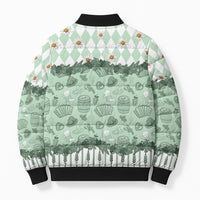 Oktoberfest Bavarian Heritage Bomber Puffer Jacket Edelweiss Beer Festival Green Pattern