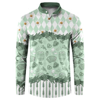 Oktoberfest Bavarian Heritage Button Sweatshirt Edelweiss Beer Festival Green Pattern
