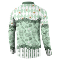 Oktoberfest Bavarian Heritage Button Sweatshirt Edelweiss Beer Festival Green Pattern