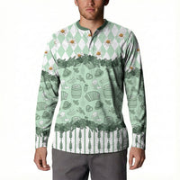 Oktoberfest Bavarian Heritage Button Sweatshirt Edelweiss Beer Festival Green Pattern