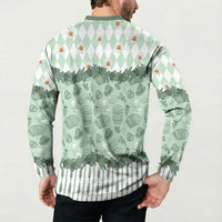 Oktoberfest Bavarian Heritage Button Sweatshirt Edelweiss Beer Festival Green Pattern