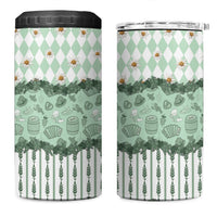 Oktoberfest Bavarian Heritage 4 in 1 Can Cooler Tumbler Edelweiss Beer Festival Green Pattern