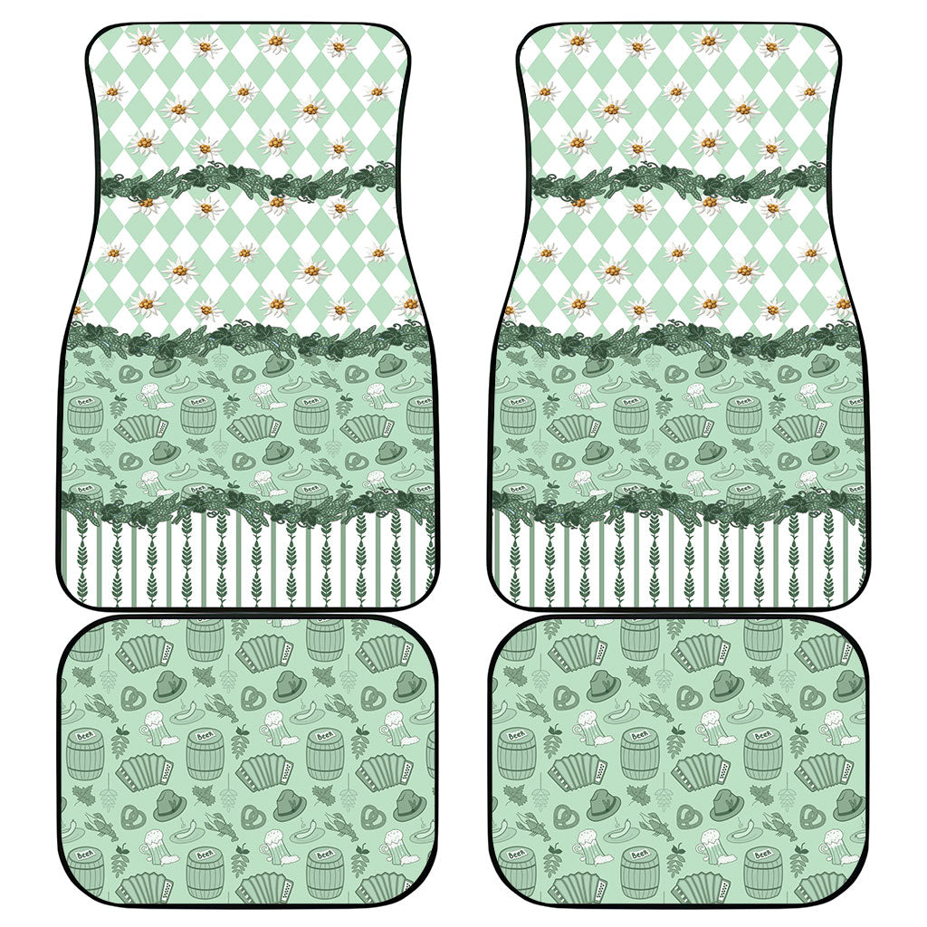 Oktoberfest Bavarian Heritage Car Mats Edelweiss Beer Festival Green Pattern