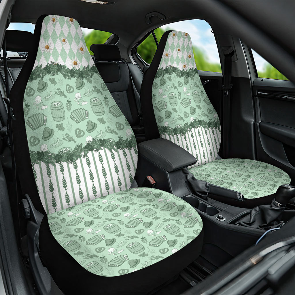Oktoberfest Bavarian Heritage Car Seat Cover Edelweiss Beer Festival Green Pattern
